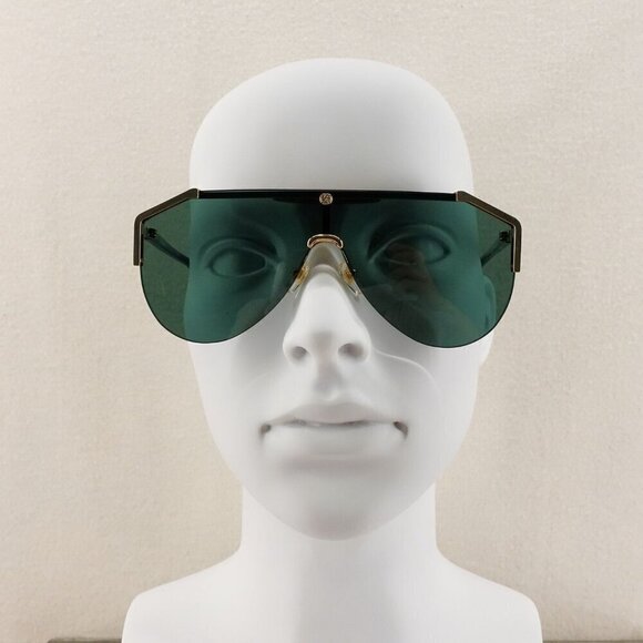 Gucci GG0584 Shield Sunglasses Gold Havana Green OS - Picture 12 of 16